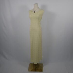 Elegant Pastel Yellow Floral Embroidered Maxi Dress Sleeveless Empire Waist